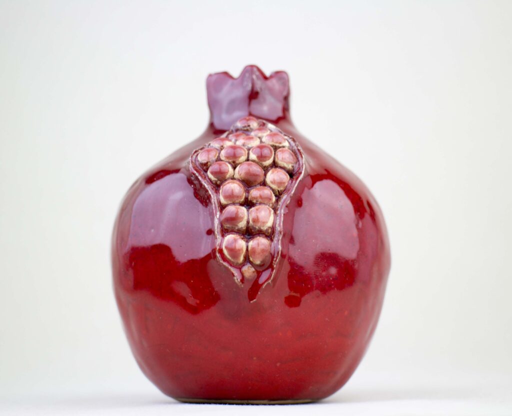 Pomegranate cracked style handmade, ceramic, ceramic pomegranate