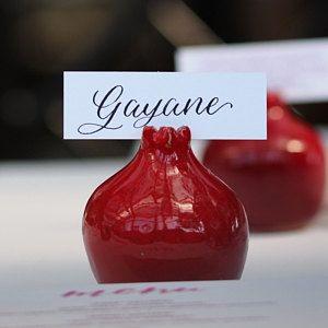 Pomegranate guest favor and gift, ceramic open cover pomegranate 110 piece dark orange