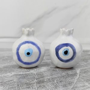 Pomegranate guest favor and gift, 190 piece white with evil eye 5cm