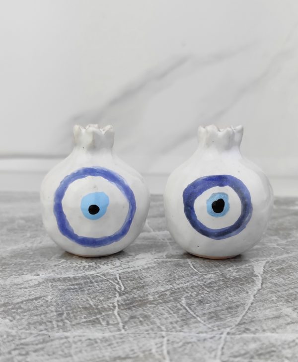 Pomegranate guest favor and gift, 190 piece white with evil eye 5cm