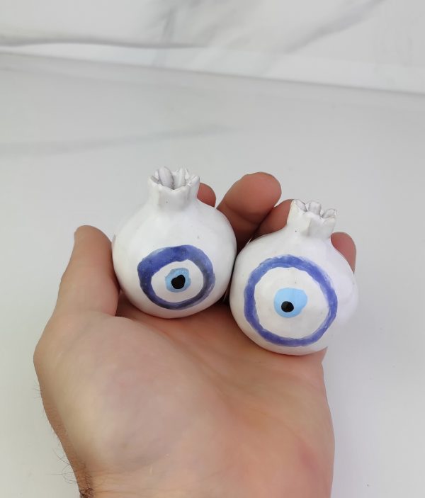 Pomegranate guest favor and gift, 190 piece white with evil eye 5cm - Image 4