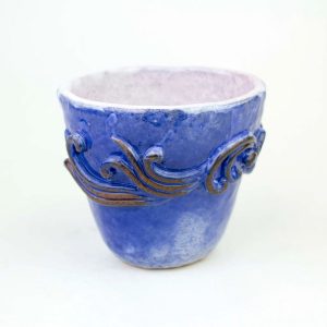 Blue & Pink Ornament Handmade Cup – Exclusive Ceramic Pinch‑Pot Mug by PotterAsh