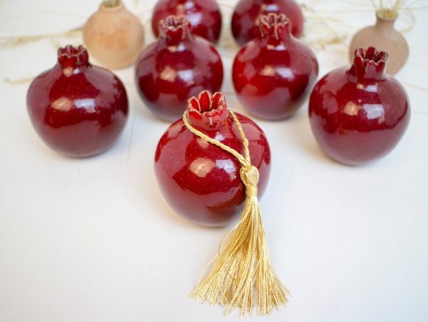 Wedding favors,Handmade ceramic pomegranate, red pomegranate, ceramic and pottery, wedding gifts for guests, ceramic wedding favor box, gift