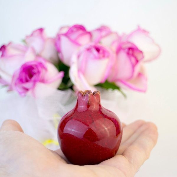 Wedding favors, Handmade ceramic pomegranate, turquoise blue, ceramic, pomegranate vase, ceramics and pottery, ceramic wedding favor box - Image 5