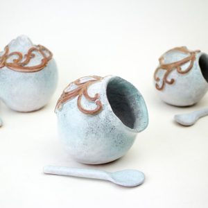 Pitcher ceramic Salt and Pepper Cellar Set, Handmade Salt Cellar with Spoon, Contemporary Spices Dish, Salt Pot, Salt Pepper Pot, Sugar bowl