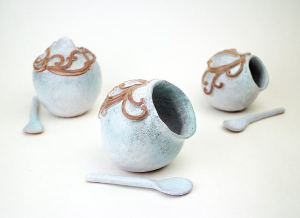 Pitcher ceramic Salt and Pepper Cellar Set, Handmade Salt Cellar with Spoon, Contemporary Spices Dish, Salt Pot, Salt Pepper Pot, Sugar bowl