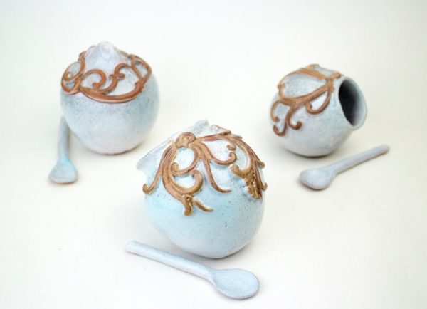 Pitcher ceramic Salt and Pepper Cellar Set, Handmade Salt Cellar with Spoon, Contemporary Spices Dish, Salt Pot, Salt Pepper Pot, Sugar bowl - Image 5