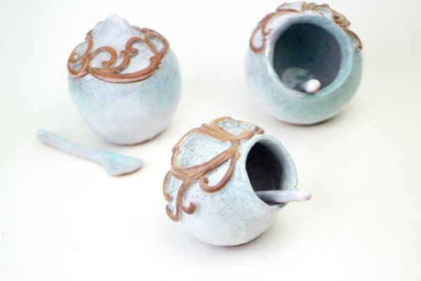 Pitcher ceramic Salt and Pepper Cellar Set, Handmade Salt Cellar with Spoon, Contemporary Spices Dish, Salt Pot, Salt Pepper Pot, Sugar bowl - Image 9