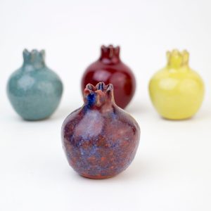Wedding favors, Handmade ceramic pomegranate, Blue pomegranate, purple pomegranate vase, ceramics and pottery, ceramic wedding favor box