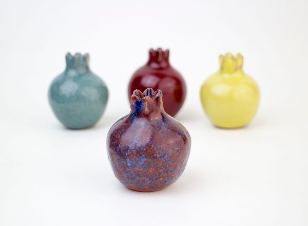 Wedding favors, Handmade ceramic pomegranate, Blue pomegranate, purple pomegranate vase, ceramics and pottery, ceramic wedding favor box