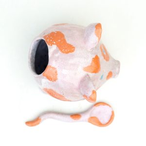 Salt pig, ceramic salt pig, lovely handmade ceramic salt pig, salt or pepper cellar, pink pig, sugar bowl, ceramic bowl, ceramic and pottery