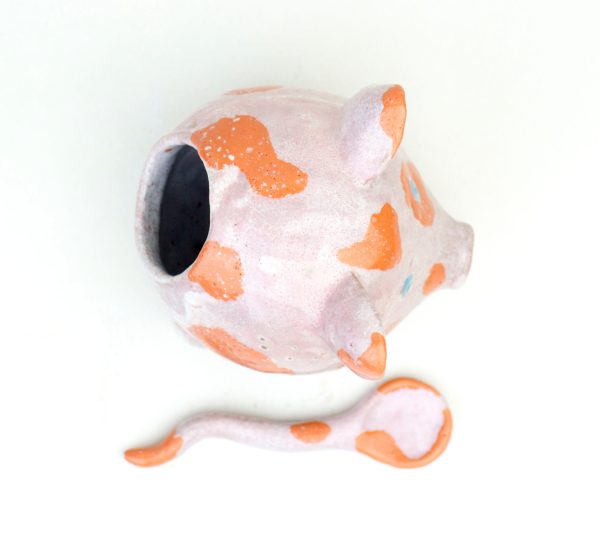 Salt pig, ceramic salt pig, lovely handmade ceramic salt pig, salt or pepper cellar, pink pig, sugar bowl, ceramic bowl, ceramic and pottery