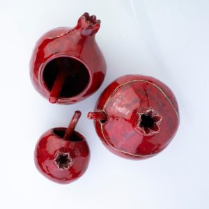 Sugar bowl and cellar Set 3 in 1, Salt and Pepper Cellar, Pomegranate Cellar, kitchen cellar, ceramic, kitchen set, Concrete Salt and Pepper