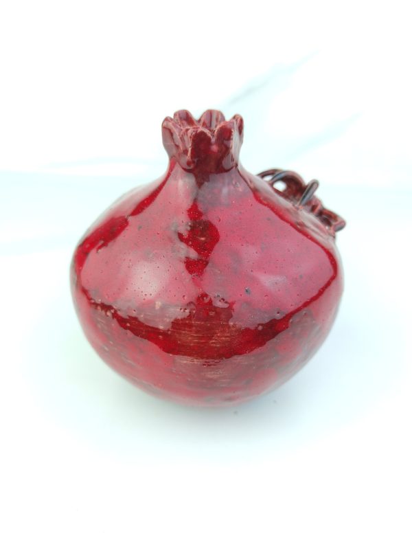 Ceramic Pomegranate Decor With Spider, Pomegranate art decor, pomegranate vase, red pomegranate, spider ceramic, red ceramic , gift
