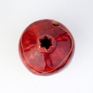 Handmade red pomegranate with open cove, handmade bowl, pomegranate ceramic, ceramics and pottery