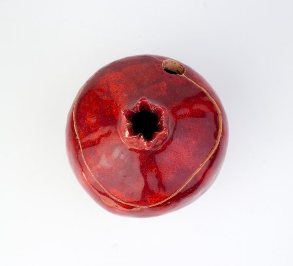 Handmade red pomegranate with open cove, handmade bowl, pomegranate ceramic, ceramics and pottery