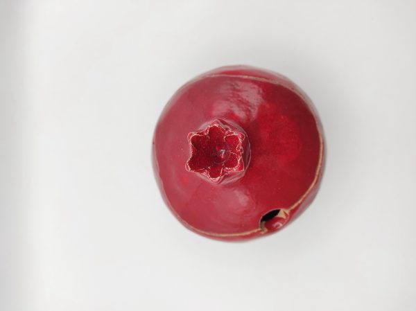 Handmade red pomegranate sugar or honey bowl,  Ceramic jar,  wedding gift, pomegranate, ceramic coffee jar, stoneware coffee bowl
