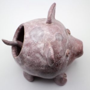 Salt pig, ceramic salt pig, lovely  handmade ceramic salt pig, salt or pepper cellar, handmade pink pig, pig sugar bowl, ceramic bowl, bowl