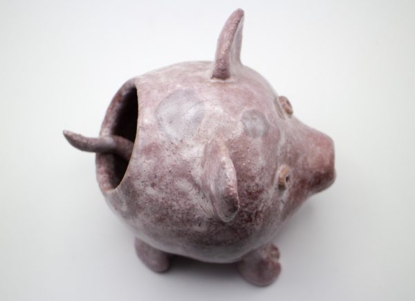 Salt pig, ceramic salt pig, lovely  handmade ceramic salt pig, salt or pepper cellar, handmade pink pig, pig sugar bowl, ceramic bowl, bowl