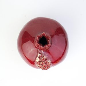 Pomegranate cracked style handmade, ceramic pomegranate, ceramics and pottery, coral red, sculpture fruit, welcome home gift, fruit talisman