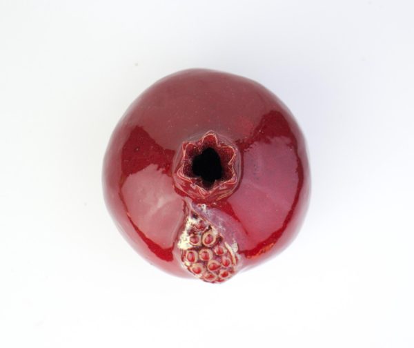 Pomegranate cracked style handmade, ceramic pomegranate, ceramics and pottery, coral red, sculpture fruit, welcome home gift, fruit talisman