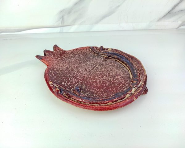 Pomegranate plate with ornaments, wall decor plate pomegranate style with ornament, pomegranate plate, ornament plate , fruit plate, gift