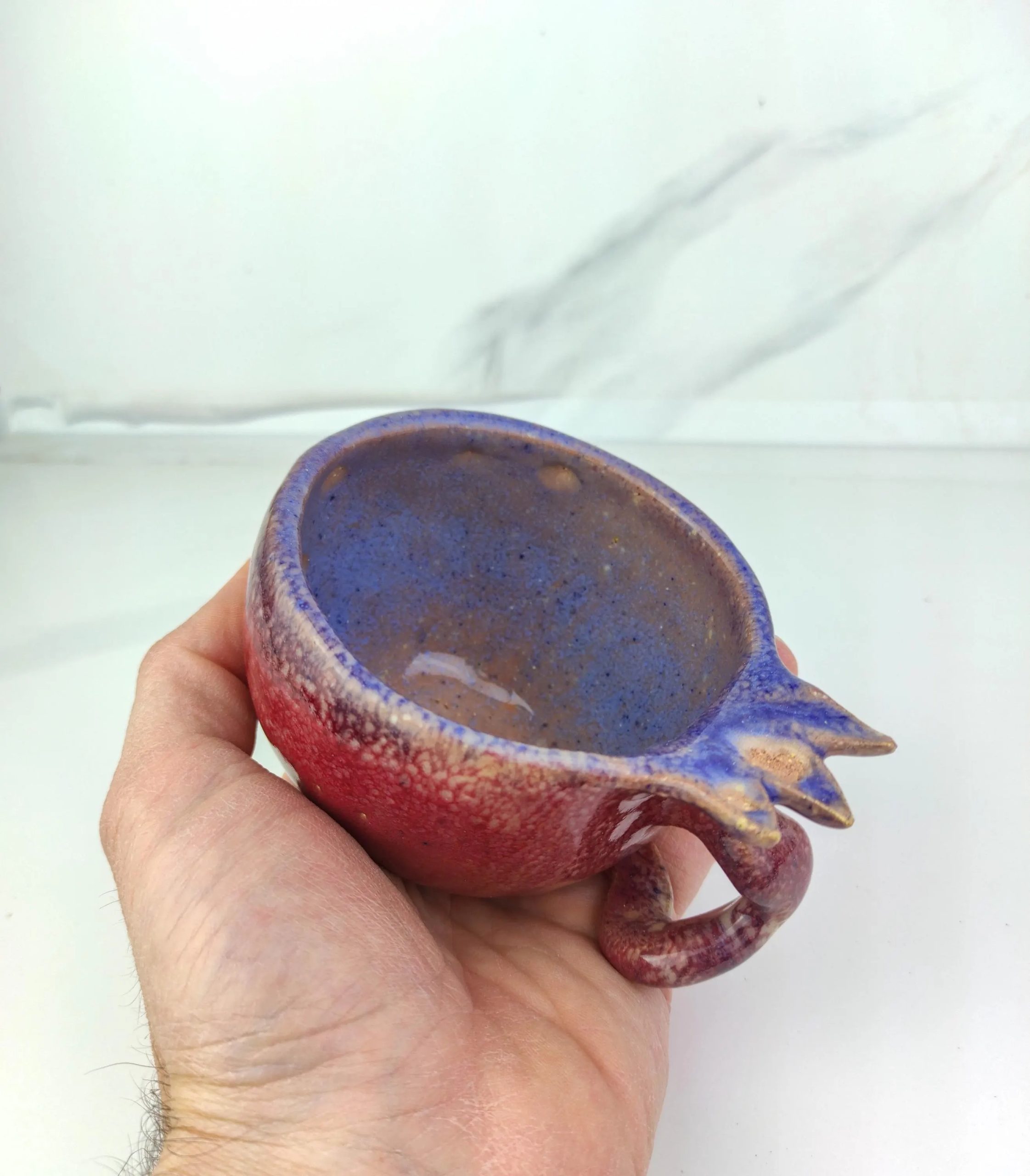 Handmade Pomegranate-Style Ceramic Coffee Cup - Image 11