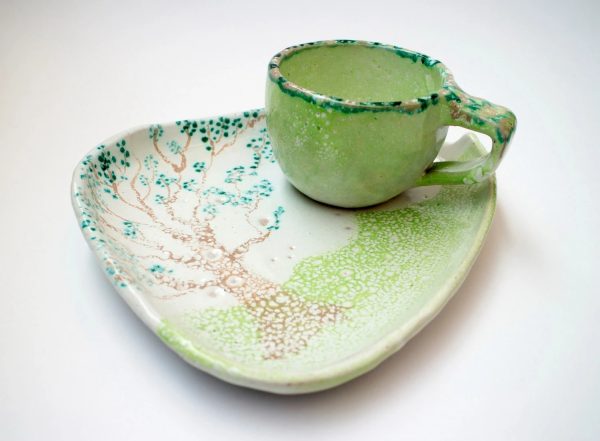 Cup set handmade with big plate , breakfast cup set, breakfast set,espresso cup, ceramic and pottery, tea cup set for dinner , pottery set