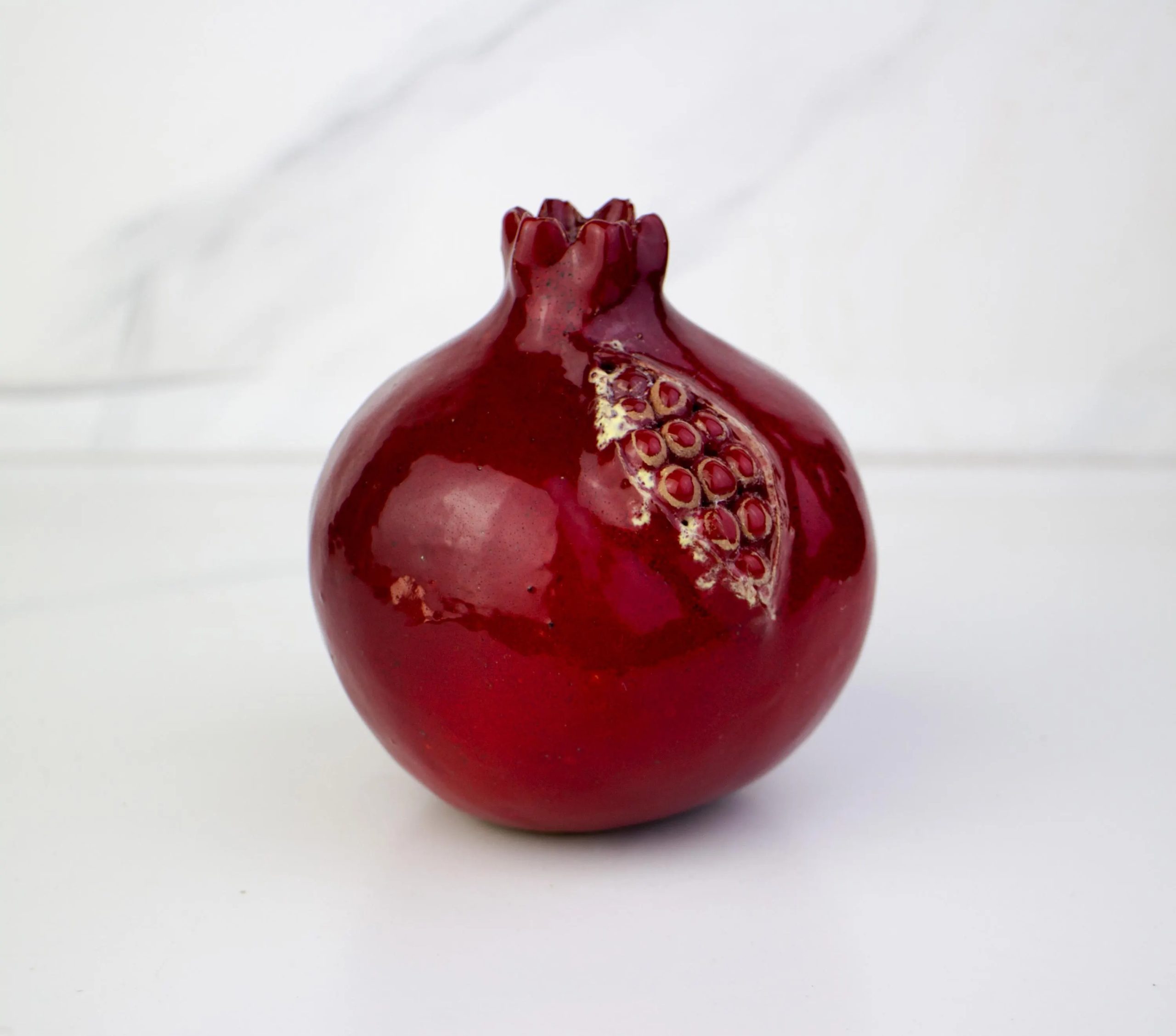 Pomegranate cracked style handmade, pomegranate, ceramic, ceramic pomegranate, ceramics and pottery, red ceramics, symbol for good fortune - Image 2