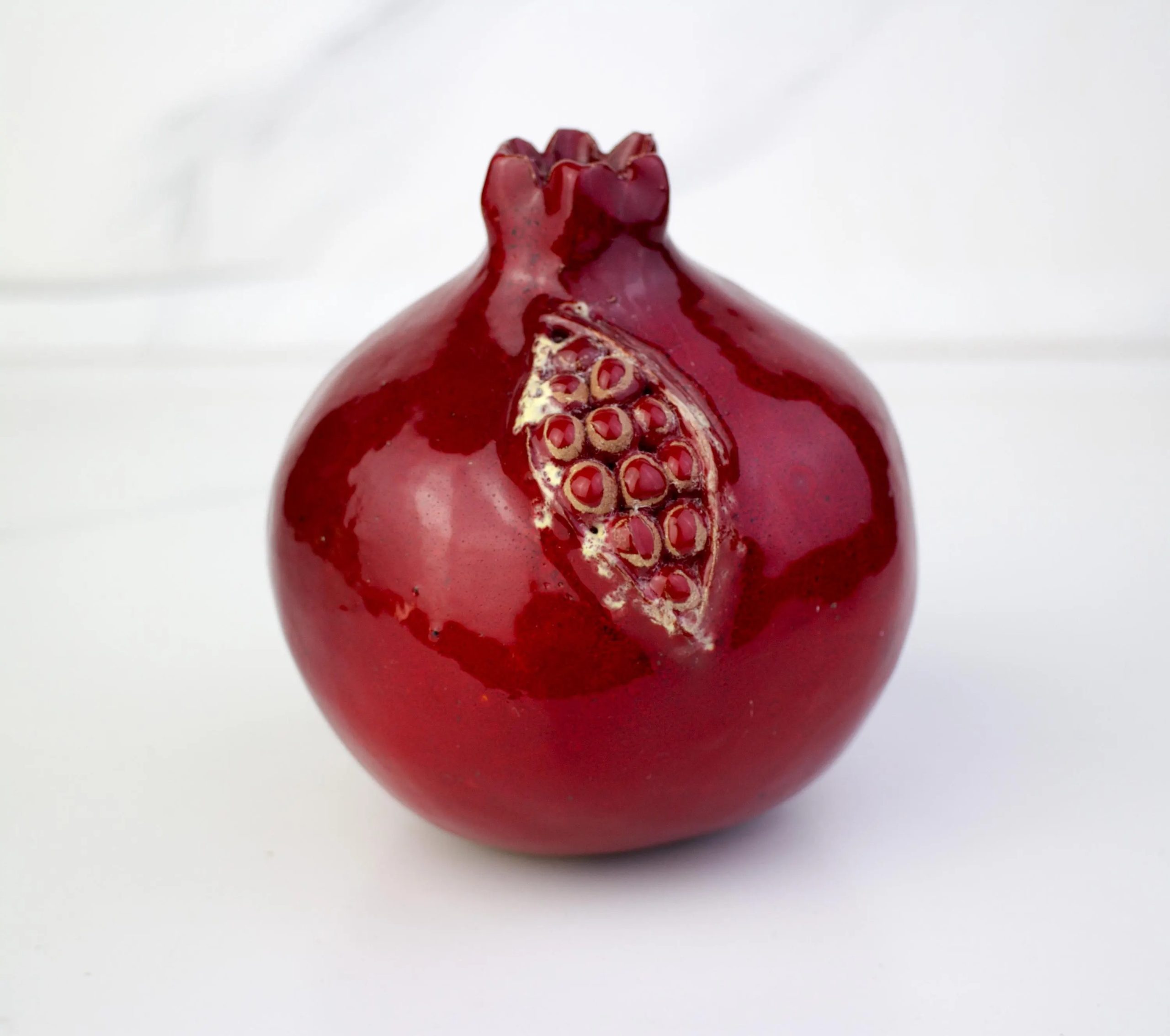 Pomegranate cracked style handmade, pomegranate, ceramic, ceramic pomegranate, ceramics and pottery, red ceramics, symbol for good fortune