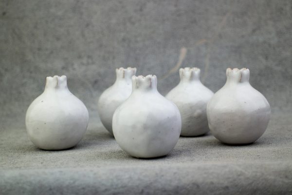Handmade Ceramic White Pomegranate guest favor and gift, 5cm - Image 5