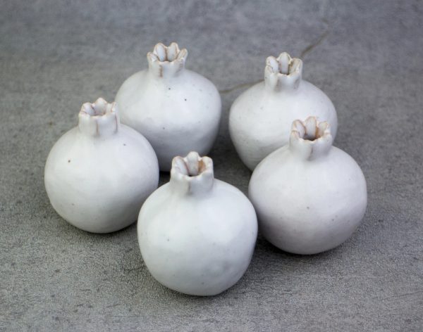 Handmade Ceramic White Pomegranate guest favor and gift, 5cm - Image 7