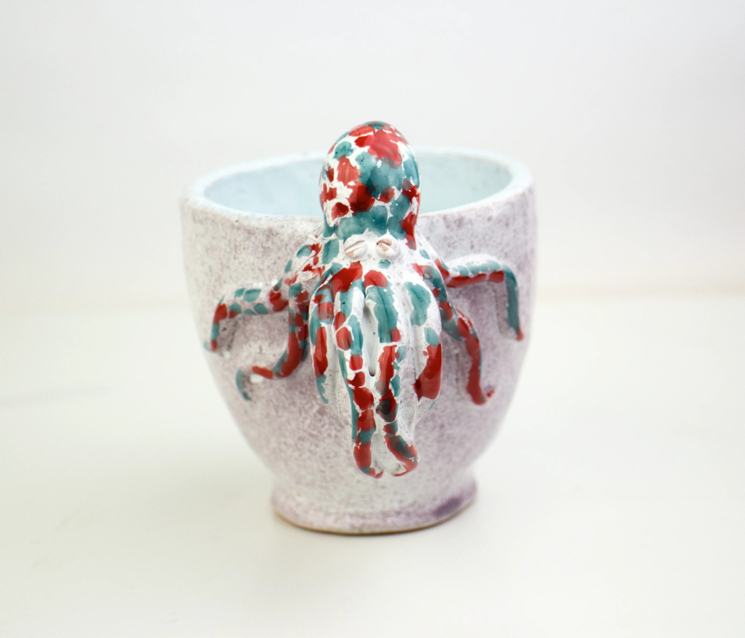 Handmade coffee tea cup with octopus on handle, tea coffee milk cup , ceramics and pottery,espresso, Pottery Mug, one piece, ceramic mug - Image 2