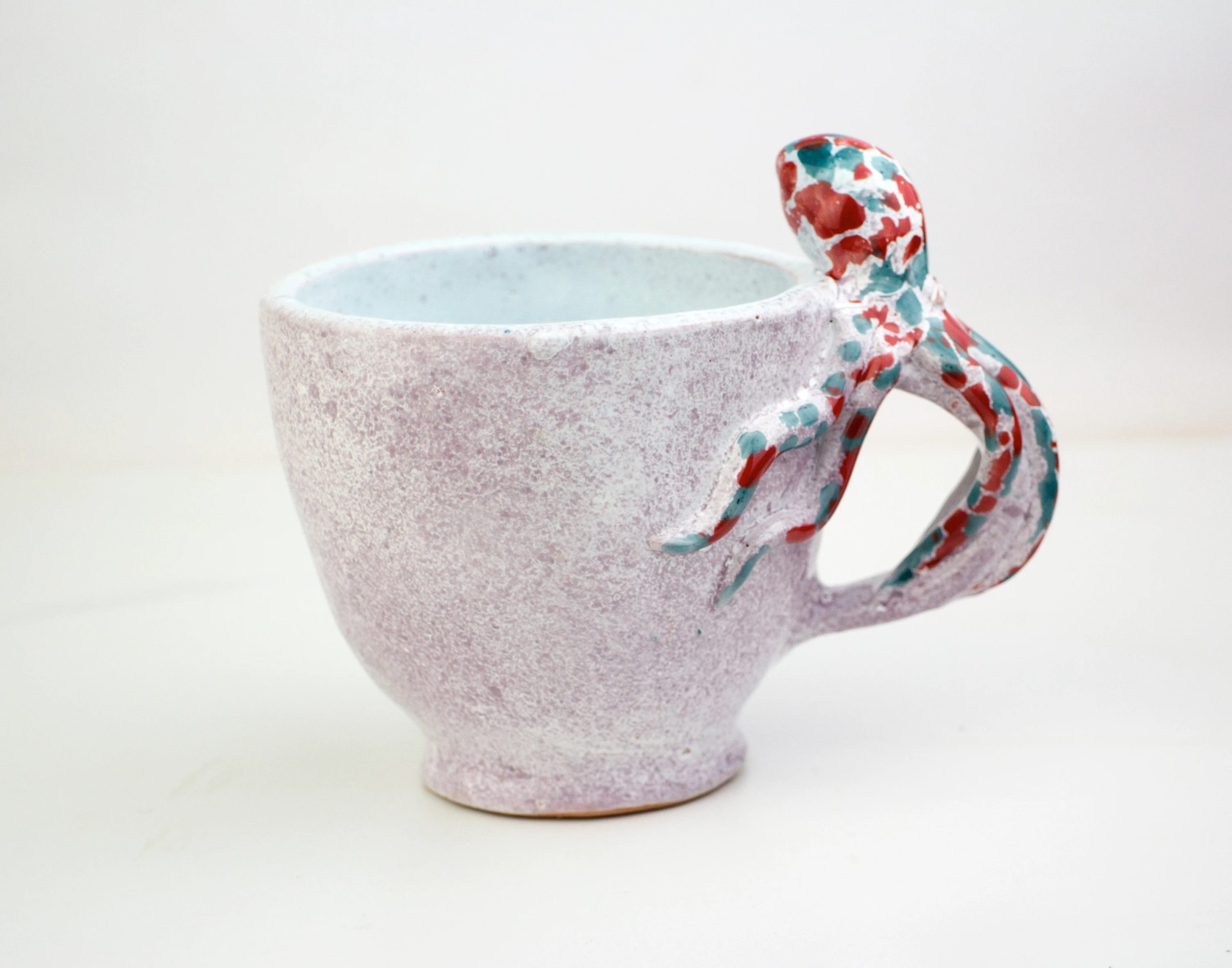 Handmade coffee tea cup with octopus on handle, tea coffee milk cup , ceramics and pottery,espresso, Pottery Mug, one piece, ceramic mug - Image 3