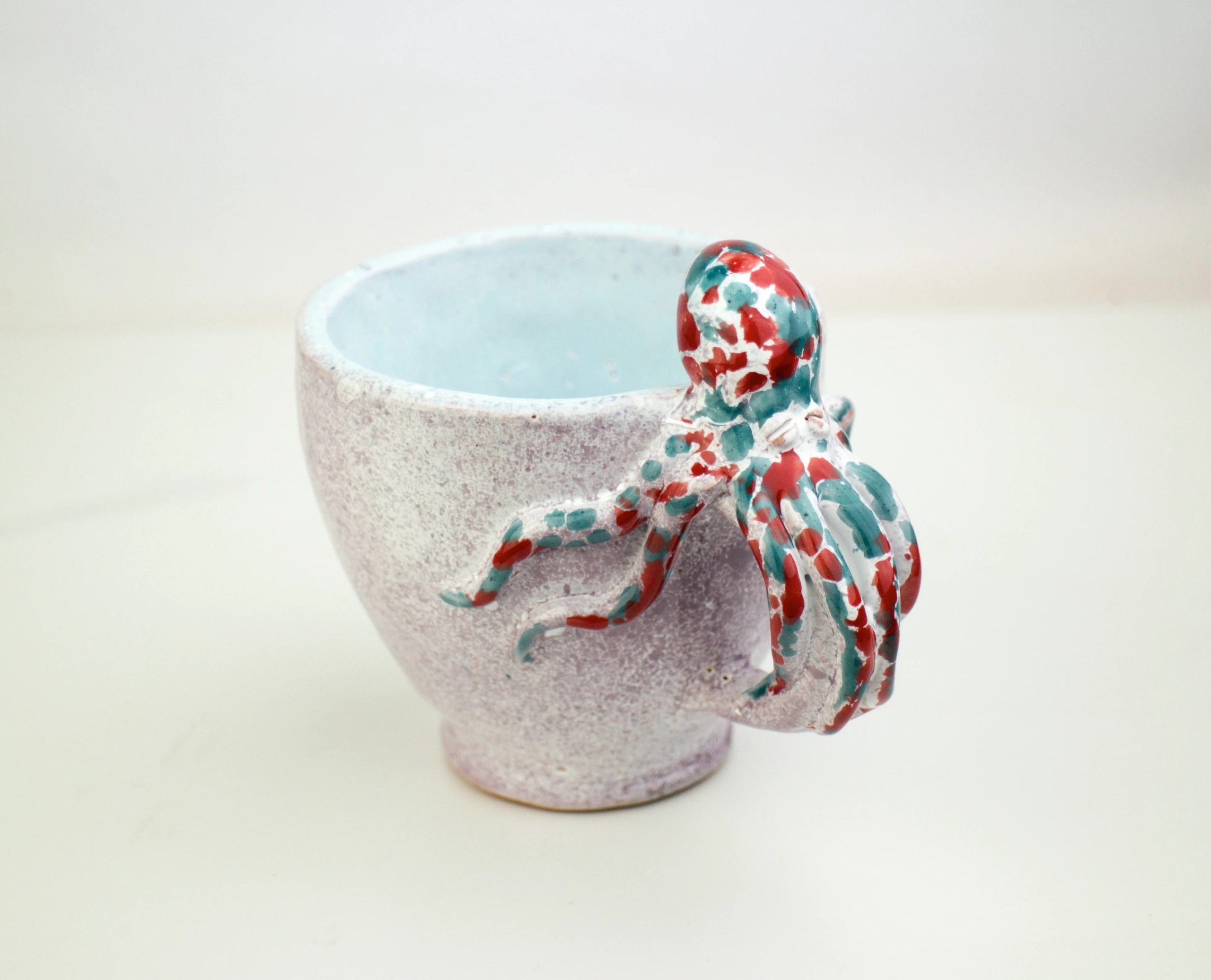 Handmade coffee tea cup with octopus on handle, tea coffee milk cup , ceramics and pottery,espresso, Pottery Mug, one piece, ceramic mug - Image 4