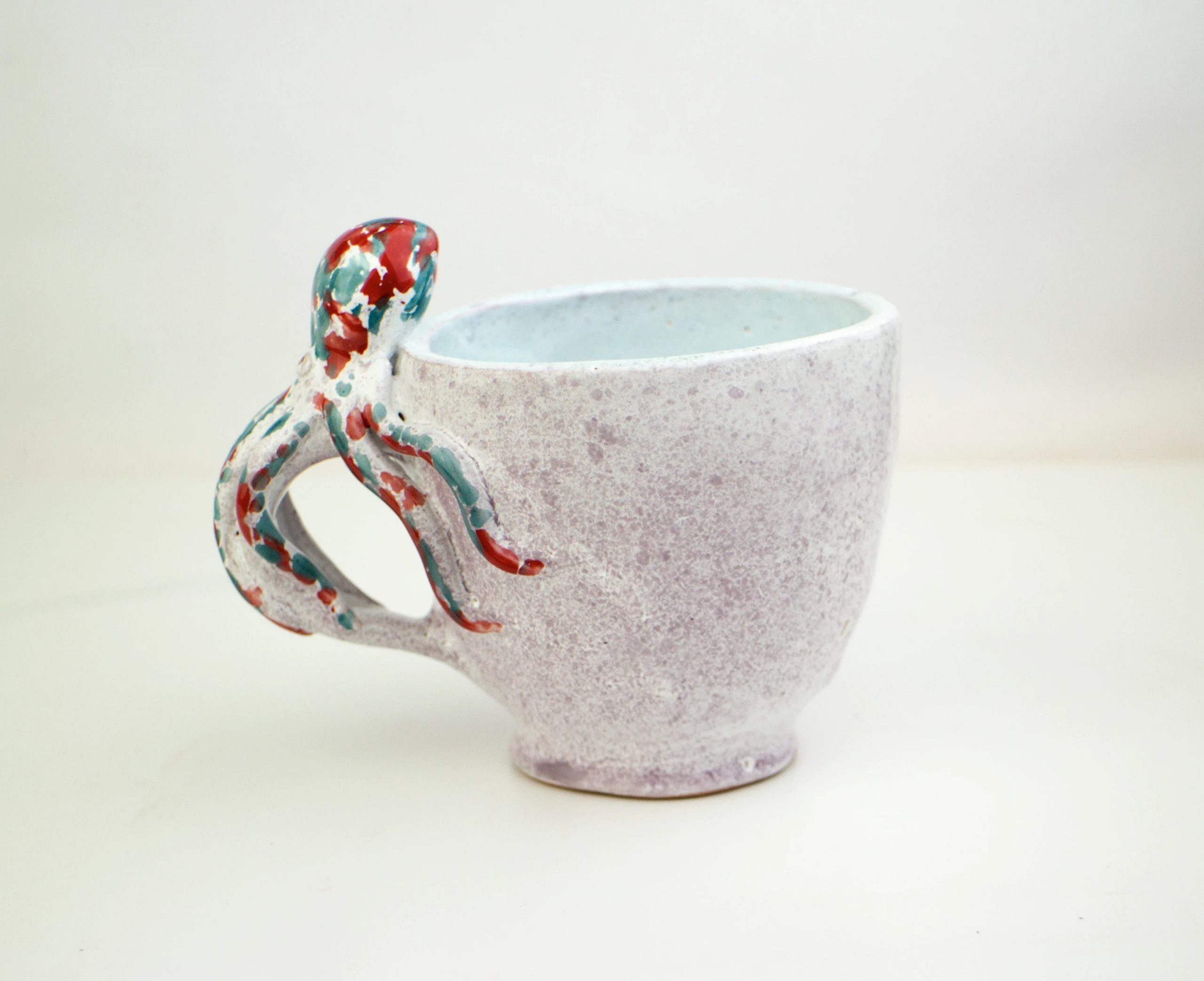 Handmade coffee tea cup with octopus on handle, tea coffee milk cup , ceramics and pottery,espresso, Pottery Mug, one piece, ceramic mug - Image 5