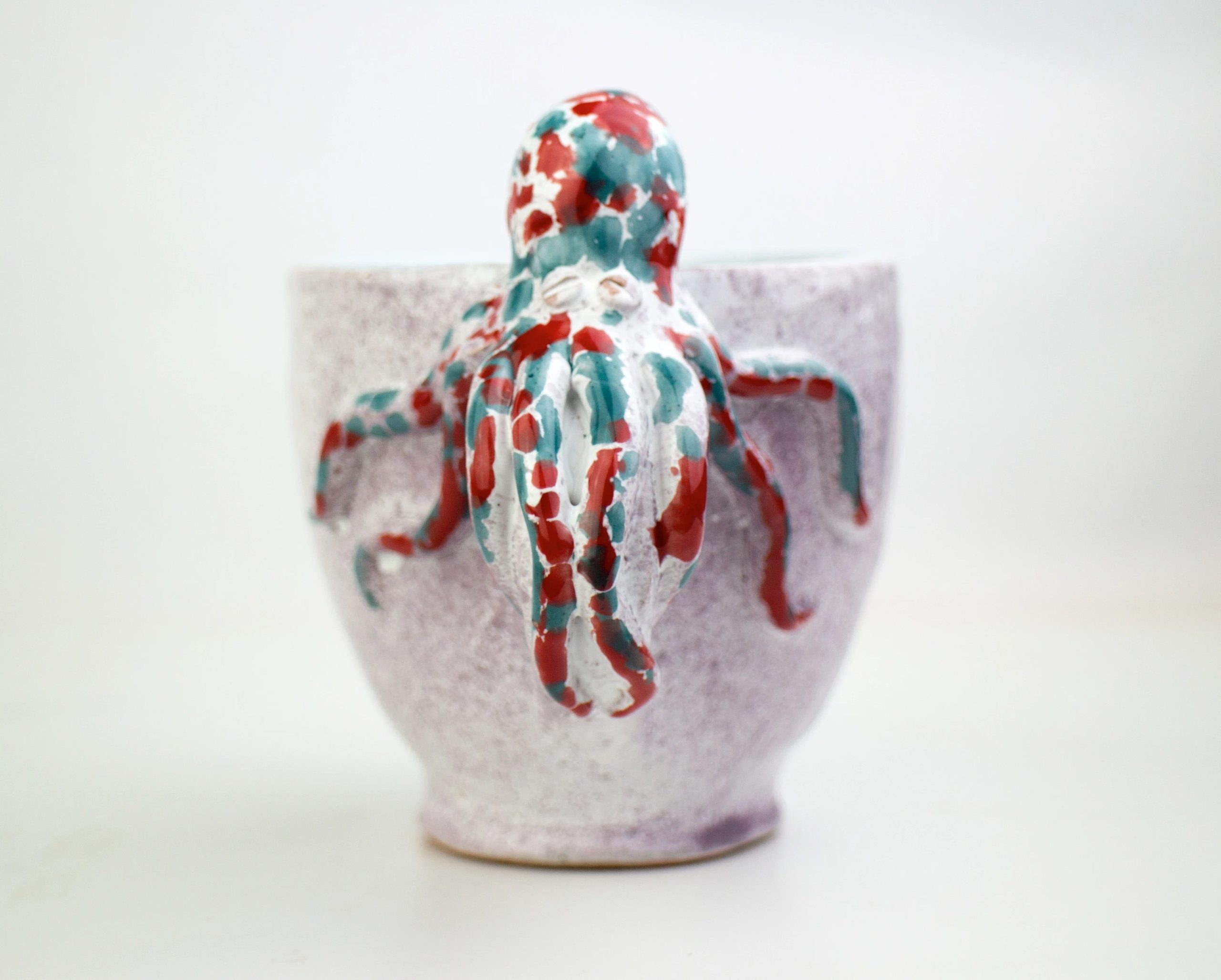 Handmade coffee tea cup with octopus on handle, tea coffee milk cup , ceramics and pottery,espresso, Pottery Mug, one piece, ceramic mug - Image 8