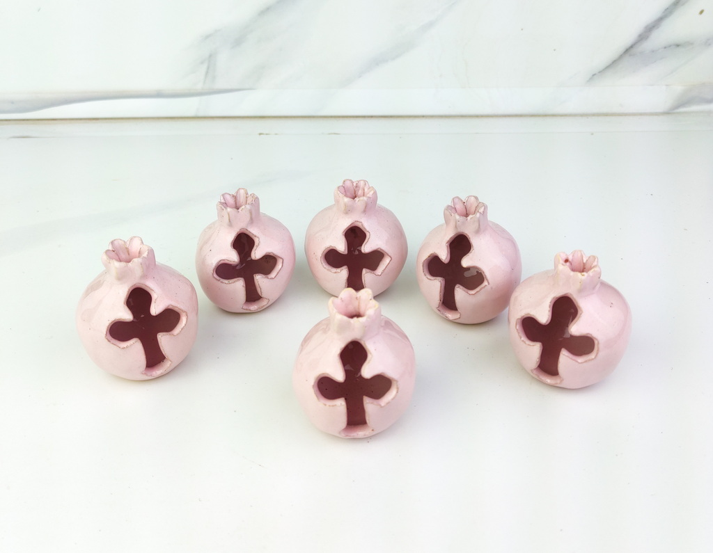 Handmade Ceramic Pomegranate Favor with Heart Cut-Out - Image 2