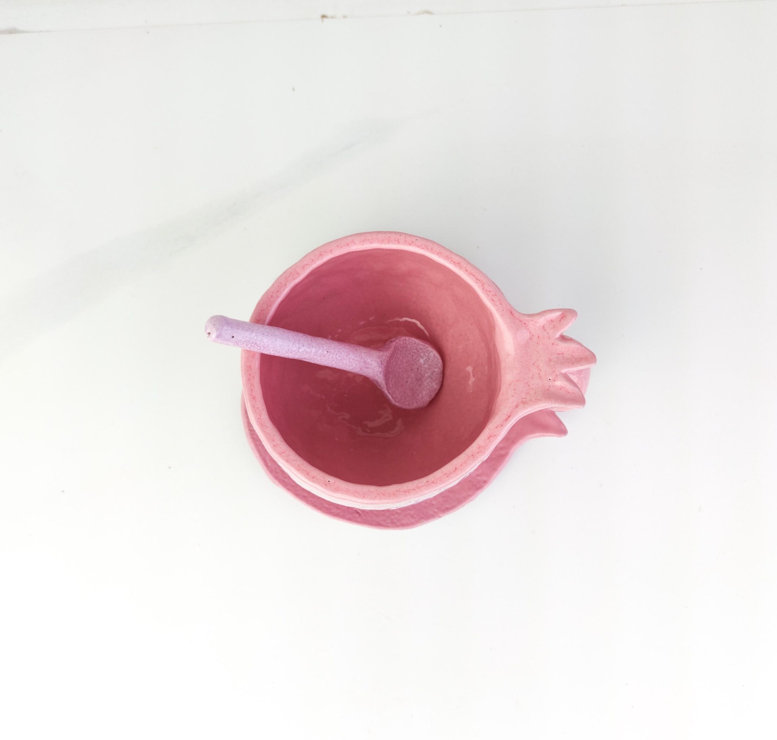 Handmade Ceramic Pomegranate Style Coffee or Tea Cup with Plate and Spoon - Image 7