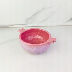 Handmade Pink Ceramic Pomegranate Bowl – Snack, Candy, Decorative Fruit Dish